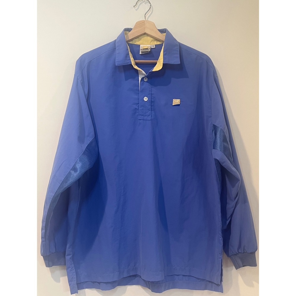 Solumbra Ultimate Polo Shirt Blue Long Sleeve Sun Protection SPF Vented Mens Med